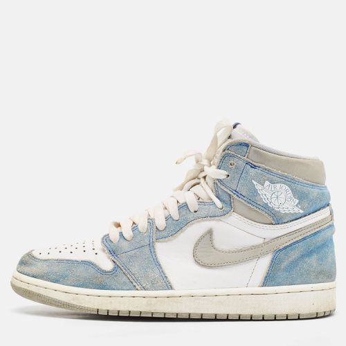 Air Jordans Blue/White Leather and Suede Air Jordan 1 High Top Sneakers Size 43 - Air Jordans - Modalova