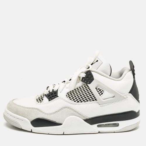 Air Jordans White/Black Leather Jordan 4 Retro Military Black Sneakers Size 42.5 - Air Jordans - Modalova
