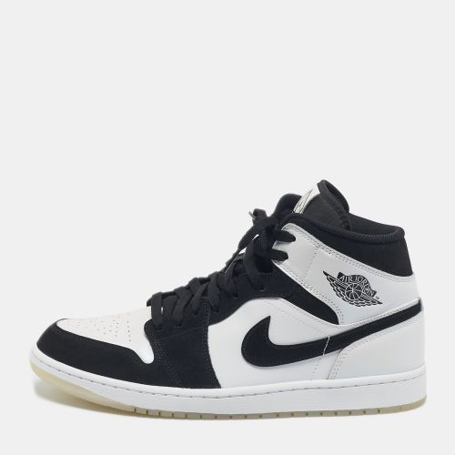 Air Jordans White/Black Leather and Durabuck Leather Jordan 1 Mid Diamond Shorts Sneakers Size 45 - Air Jordans - Modalova