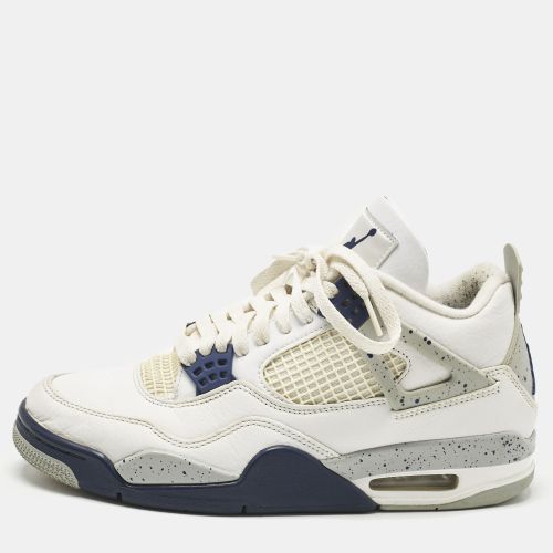 Air Jordans White Leather Jordan 4 Retro Midnight Navy Sneakers Size 41 - Air Jordans - Modalova