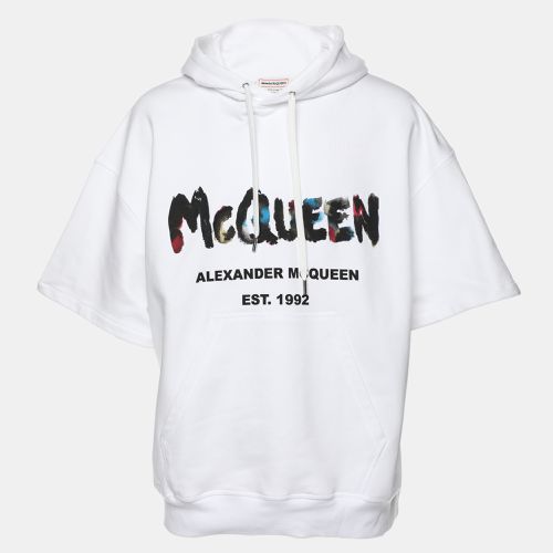 Cotton Knit Logo Print Short Sleeve Hoodie XS - Alexander McQueen - Modalova