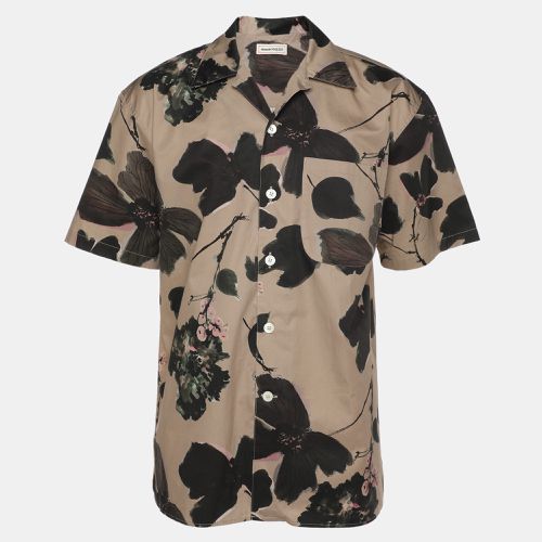 Floral Print Cotton Button Front Shirt M - Alexander McQueen - Modalova