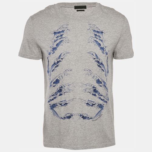 Alexander McQueen Grey Ribcage Wave Print Cotton T-Shirt M - Alexander McQueen - Modalova