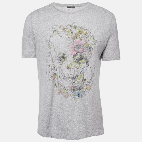 Alexander McQueen Grey Floral Print Jersey T-Shirt XS - Alexander McQueen - Modalova