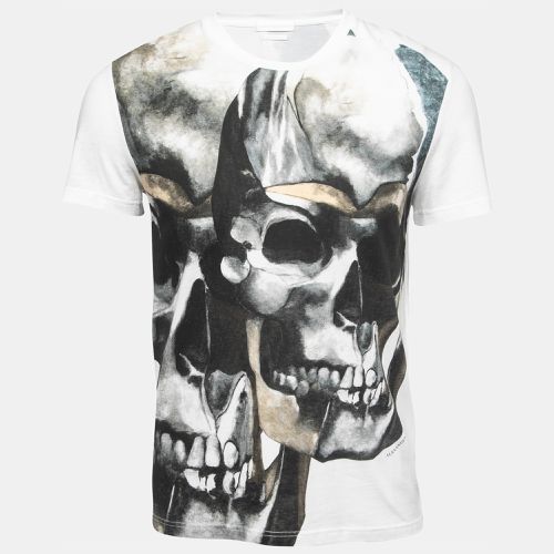 Alexander McQueen White Skull Print Cotton Crew Neck T-Shirt XS - Alexander McQueen - Modalova