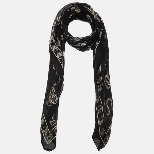 Alexander McQueen Black Skull Print Silk & Modal Scarf - Alexander McQueen - Modalova