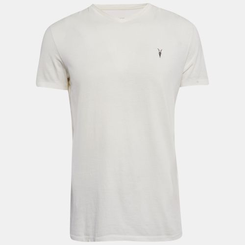 All Saints Off-White Cotton V-Neck T-Shirt M - All Saints - Modalova