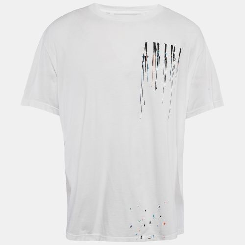 Amiri White Paint Drip Core Logo Jersey Crewneck T-Shirt XL - Amiri - Modalova