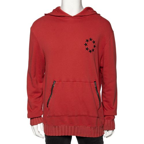 Amiri Orange Star Circle Embroidered Cotton Hoodie L - Amiri - Modalova