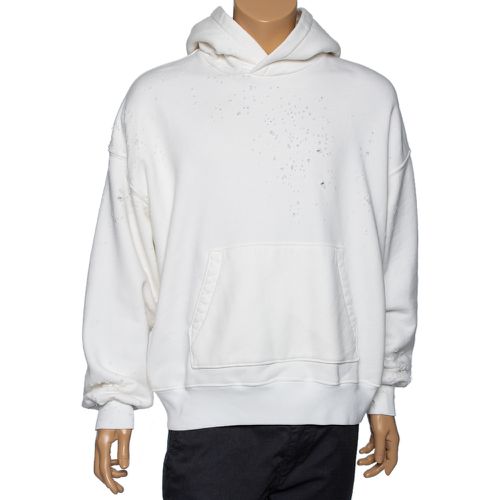 Amiri White Distressed Cotton Long Sleeve Oversized Hoodie S - Amiri - Modalova