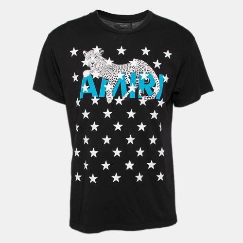 Amiri Black Cotton Leopard Star Printed Crew Neck T-Shirt XS - Amiri - Modalova