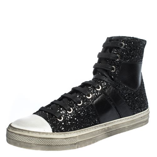 Amiri Black Glitter and Leather Vintage Sunset High Top Sneakers Size 42 - Amiri - Modalova