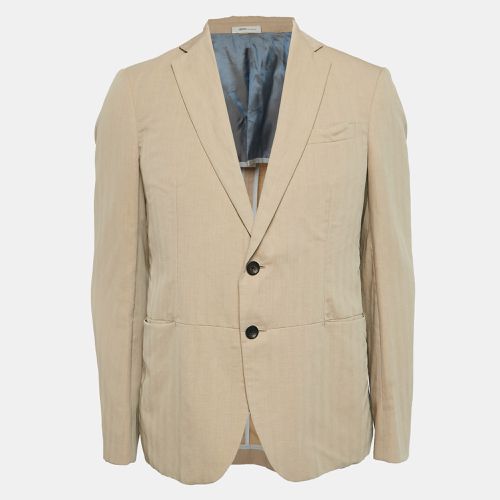 Khaki Wool Blend Single Breasted Blazer L - Armani Collezioni - Modalova