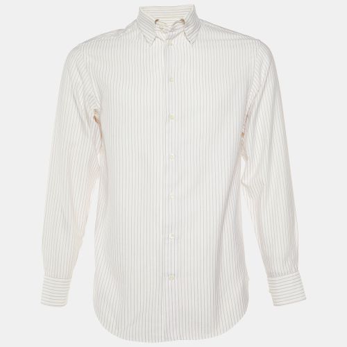 Armani Collezioni White Striped Cotton Long Sleeve Shirt M - Armani Collezioni - Modalova