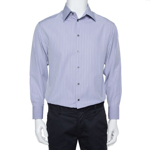 Armani Collezioni Lilac Striped Cotton Button Front Shirt L - Armani Collezioni - Modalova