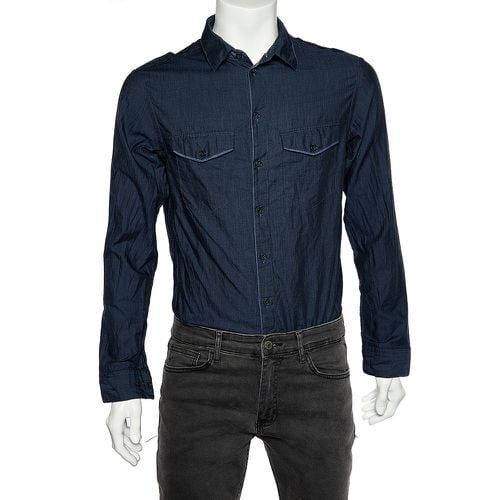 Armani Collezioni Navy Blue Cotton Button Front Shirt M - Armani Collezioni - Modalova