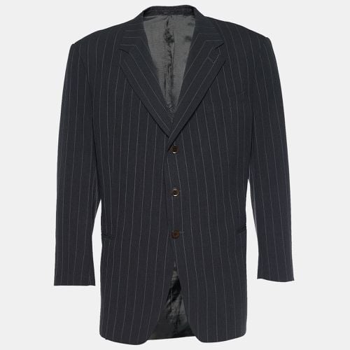 Armani Collezioni Grey Striped Wool Single Breasted Blazer XXXL - Armani Collezioni - Modalova