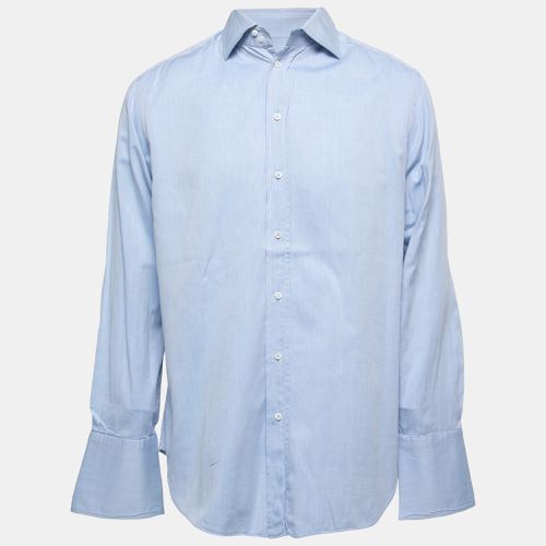 Armani Collezioni Blue Cotton Full Sleeve Shirt M - Armani Collezioni - Modalova