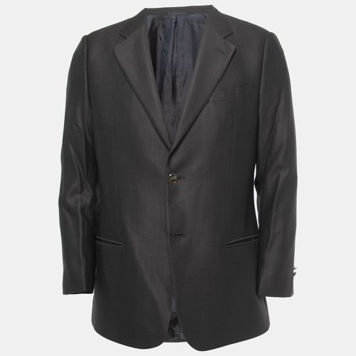 Armani Collezioni Black Textured Wool Single-Breasted Blazer XL - Armani Collezioni - Modalova