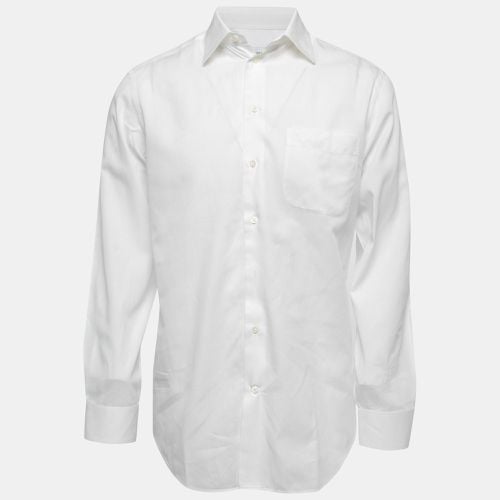 Armani Collezioni White Cotton Button Front Full Sleeve Shirt M - Armani Collezioni - Modalova