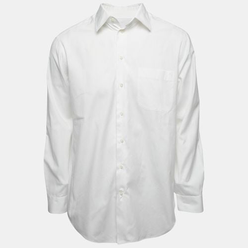 Armani Collezioni White Cotton Button Front Full Sleeve Shirt M - Armani Collezioni - Modalova