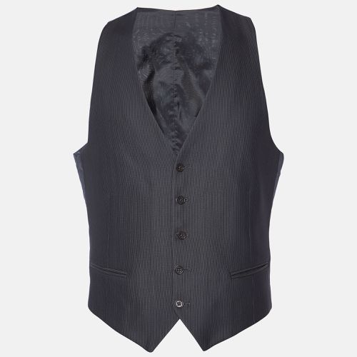 Armani Collezioni Grey Striped Wool Blend Vest L - Armani Collezioni - Modalova