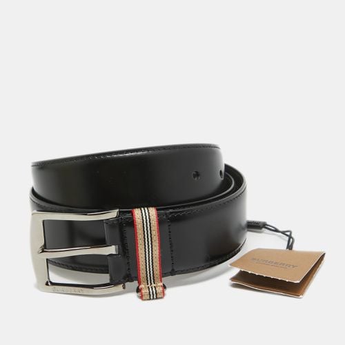 Burberry Black Leather Gray Buckle Belt 85CM - Burberry - Modalova