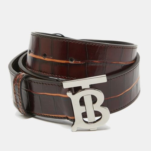 Burberry Dark Brown Croc Embossed Leather TB Buckle Belt 80CM - Burberry - Modalova