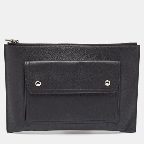 Burberry Black Leather Oscar Zip Pouch - Burberry - Modalova