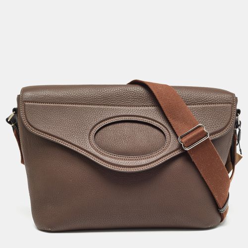 Burberry Dark Brown Leather Large Pocket Messenger Bag - Burberry - Modalova