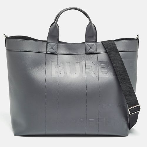 Burberry Ash Grey Leather Ormond Tote - Burberry - Modalova