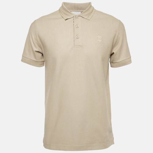 Logo Embroidered Cotton Pique Polo T-Shirt M - Burberry - Modalova