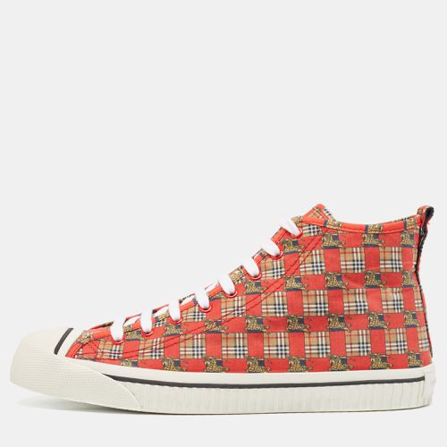 Burberry Red Canvas Kingly Print High Top Sneakers Size 45 - Burberry - Modalova