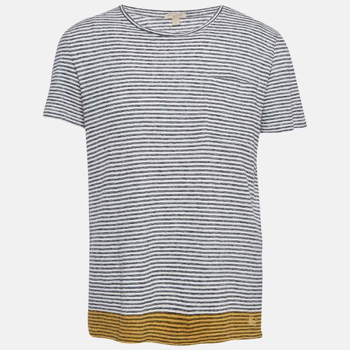 Burberry Brit White Striped Linen Blend Half Sleeve T-Shirt L - Burberry Brit - Modalova