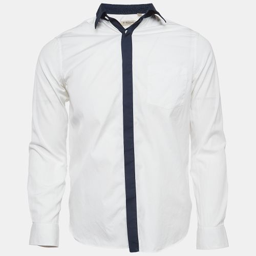 Burberry London White Contrast Collar and Placket Cotton Shirt M - Burberry London - Modalova