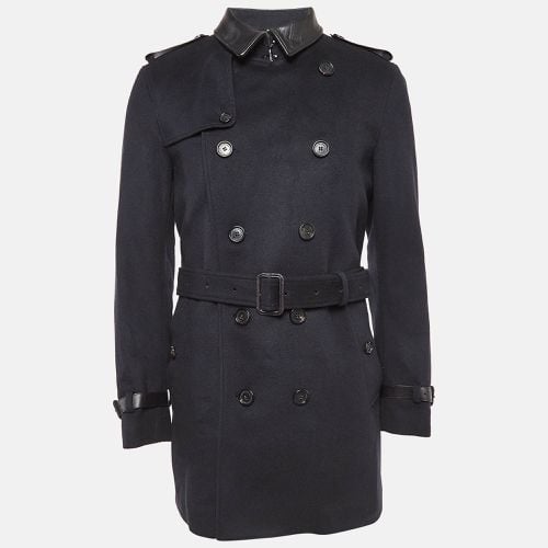 Burberry London Navy Blue Wool Blend Double Breasted Coat XL - Burberry London - Modalova