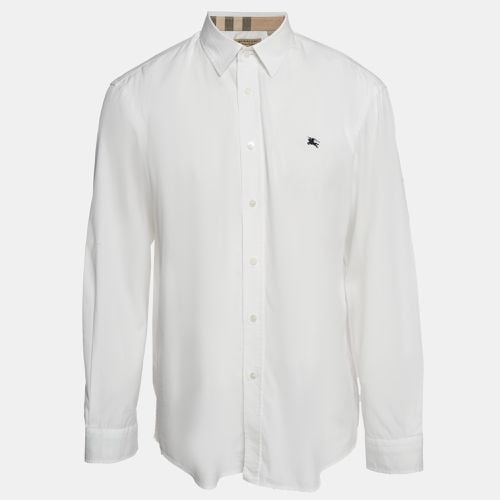 Burberry White Poplin Button Front Shirt XXL - Burberry - Modalova