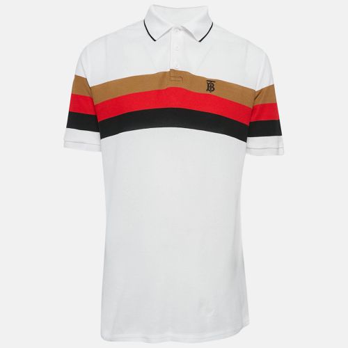 Burberry White Striped Cotton Pique Polo T-Shirt M - Burberry - Modalova