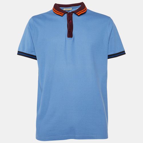 Burberry Blue Cotton Contrast Trim Polo T-Shirt XXL - Burberry - Modalova