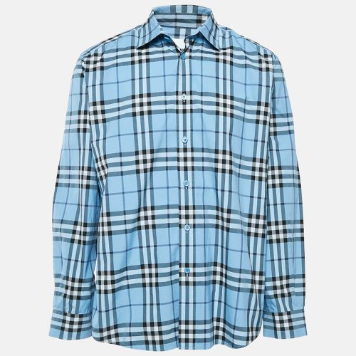 Burberry Blue Checked Cotton Long Sleeve Shirt XL - Burberry - Modalova