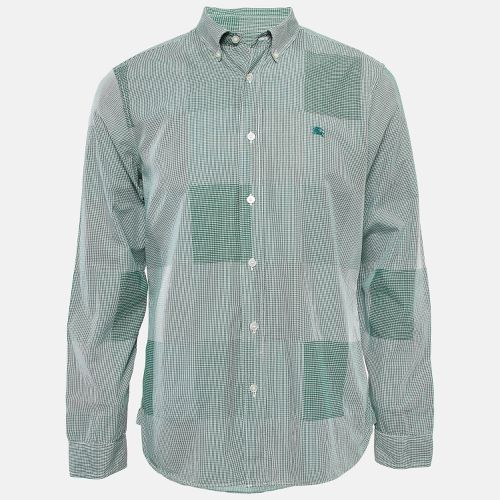 Burberry Green Gingham Logo Embroidered Cotton Buttoned Down Shirt L - Burberry - Modalova