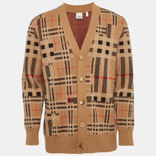 Burberry Brown Checks Cashmere Knit Cardigan S - Burberry - Modalova