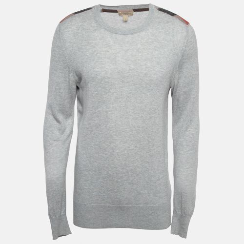 Burberry Brit Grey Cashmere & Cotton Knit Shoulder Patched Sweatshirt L - Burberry - Modalova