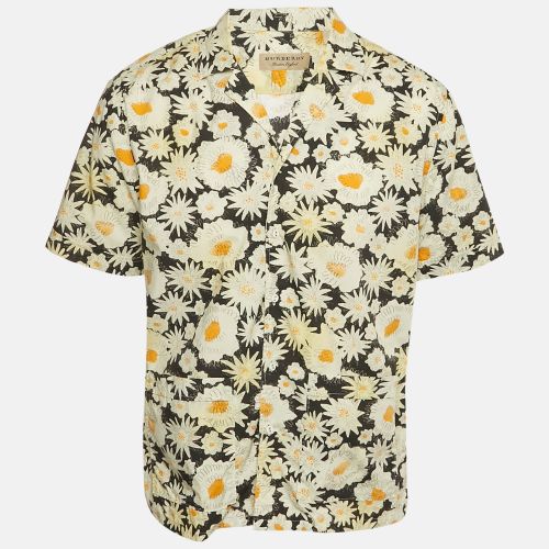 Burberry Black/Cream Floral Print Cotton Short Sleeve Shirt XL - Burberry - Modalova