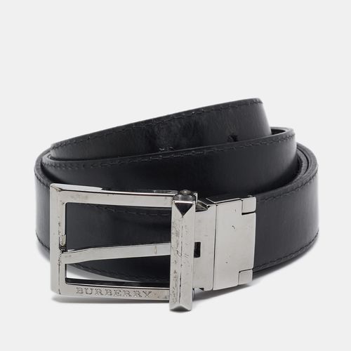 Burberry Black Smoke Check Coated Canvas and Leather Reversible Buckle Cut to Size Belt - Burberry - Modalova