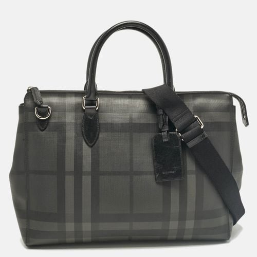 Burberry Black/Smoke Check Coated Canvas Laptop Bag - Burberry - Modalova