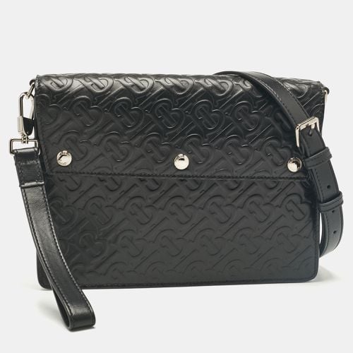 Burberry Black TB Embossed Leather Messenger Bag - Burberry - Modalova