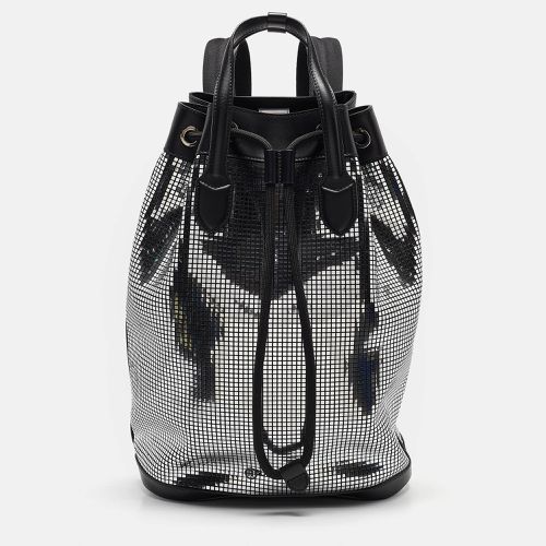 Burberry Black/Silver Mirror Effect Suede and Leather Backpack - Burberry - Modalova