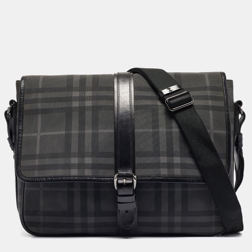 Burberry Black House Check PVC and Leather Messenger Bag - Burberry - Modalova