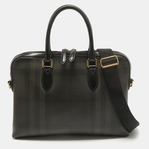 Burberry Smoked Check Coated Canvas and Leather The Barrow Briefcase Bag - Burberry - Modalova